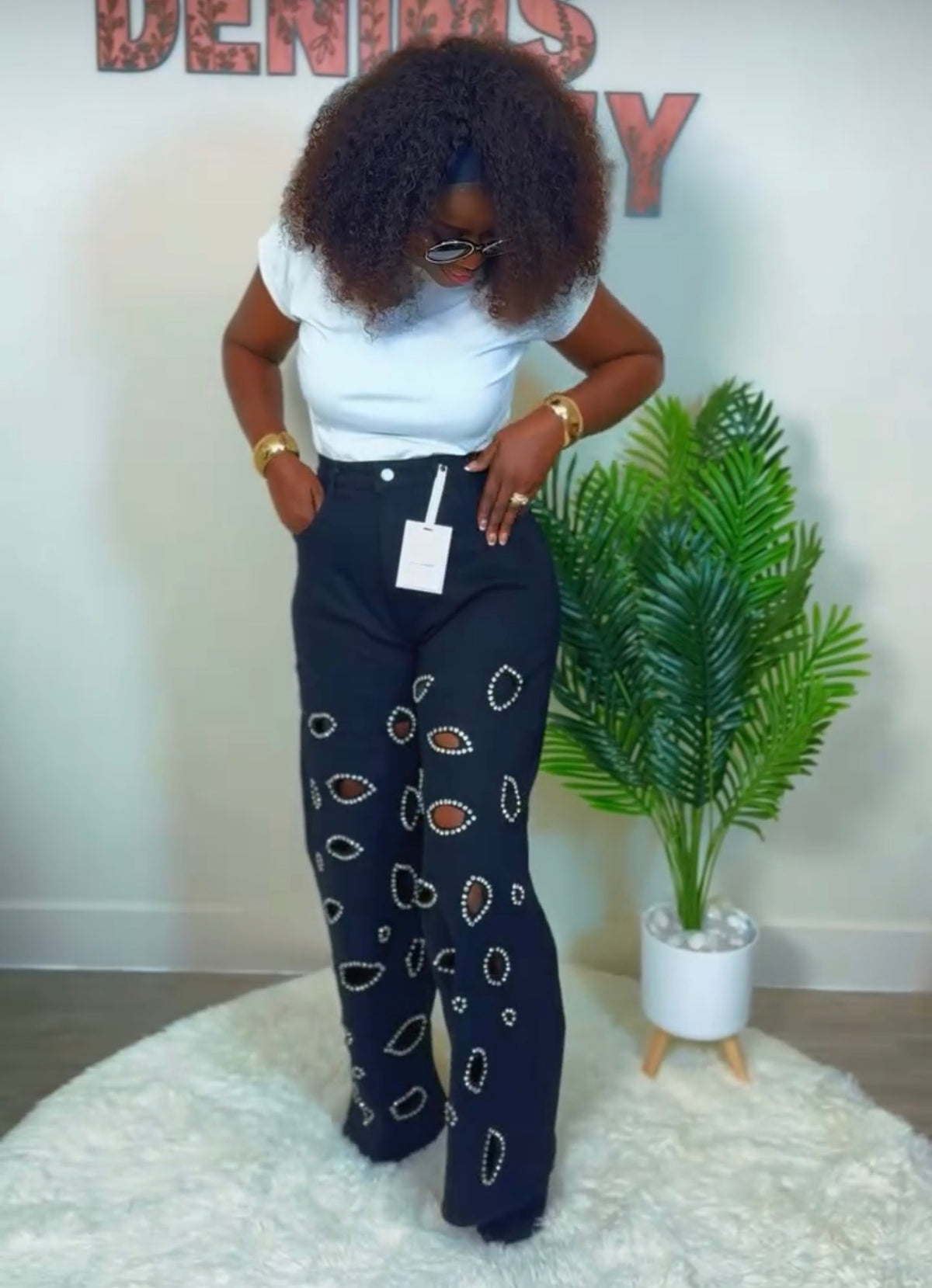 Cute Luxury Rhinestones Denim