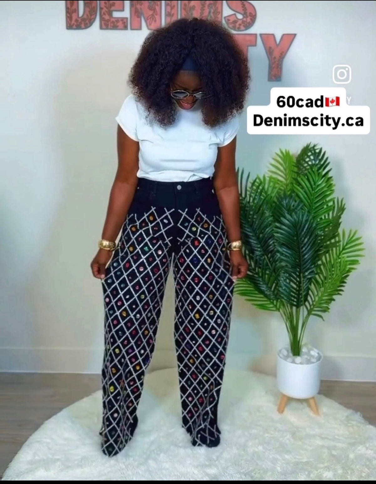 Cute Luxury Rhinestones Denim