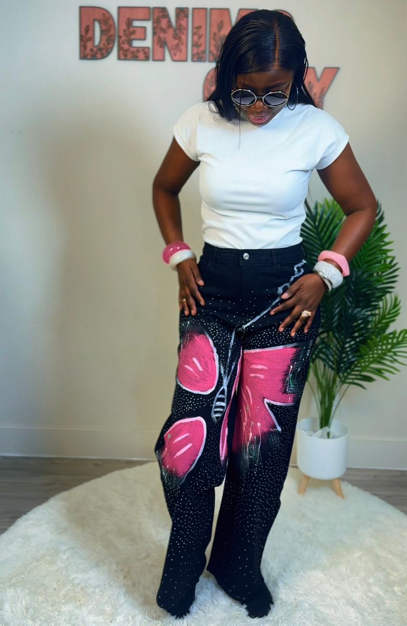 Cute Rhinestones Denim